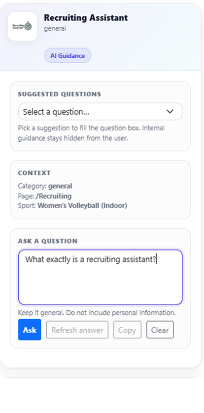 Recruiting Assistant question screen on mobile